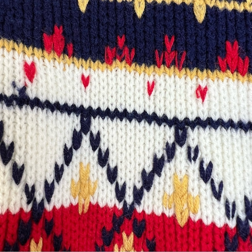 Vintage 80s 90s red white blue fair isle knit ski sweater M - Picture 9 of 10